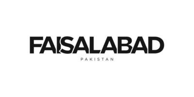 faisalabad i de pakistan emblem. de design funktioner en geometrisk stil, vektor illustration med djärv typografi i en modern font. de grafisk slogan text.