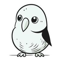 süß Karikatur Papagei. schwarz und Weiß Vektor Illustration isoliert auf Weiß Hintergrund.