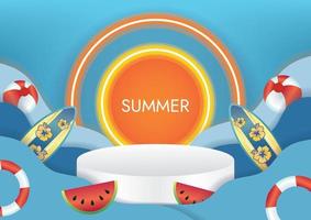 spezieller Sommerverkauf Sonne und Wellenpodium Vektor