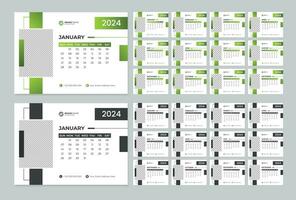 modern professionell 2 Färg 2024 skrivbord kalender design, 2024 abstrakt skrivbord kalender design mall vektor