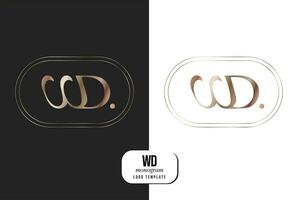 brev w d logotyp lyx. konst deco stil logotyp design för lyx företag varumärke. premie identitet design. vektor