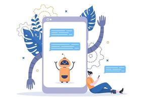 robot virtuell hjälp eller chatbot bakgrund vektor illustration