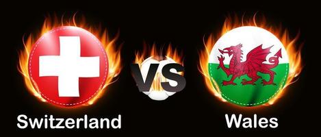 Fußballspiel. Meisterschaft. Rivalität Schweiz und Wales vektor