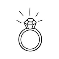 Vektor Gekritzel Zeichnung von ein Ring mit ein Stein und funkeln von es