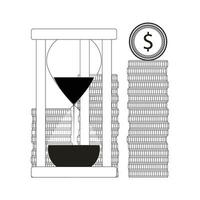 Zeit und Geld Linie Konzept. Finanzen Geschäft Zeit, Organisation und Investition, Vektor Illustration