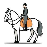 Reiter Reiten ein Pferd. Pferdesport Sport. Vektor Illustration