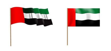 farbenfrohe naturalistische wehende Flagge der Vereinigten Arabischen Emirate. vektor