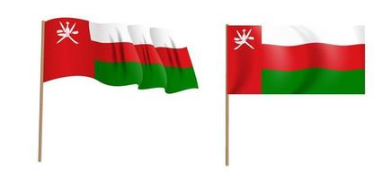 farbenfrohe naturalistische wehende Flagge des Sultanats Oman. vektor