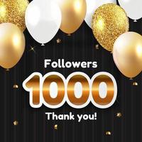 1000 följare, tack bakgrund för vänner i sociala nätverk vektor
