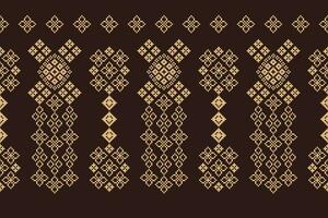 ethnisch geometrisch Stoff Muster Kreuz Stich.ikat Stickerei ethnisch orientalisch Pixel Muster braun Hintergrund. abstrakt, vektor, illustration. Textur, Kleidung, Rahmen, Dekoration, Motive, Seide Hintergrund. vektor