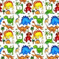 nahtloses Muster mit verschiedenen Dinosauriern auf weißem Hintergrund vektor
