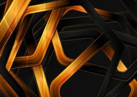 geometrisk modern svart glansig och lyx gyllene Ränder abstrakt bakgrund vektor