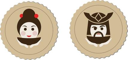 samuraj och geisha te ceremoni logotyp element vektor