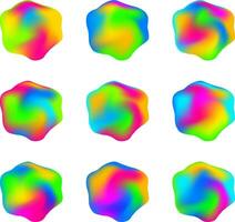 abstrakt regnbåge glansig flerfärgad formlös jell flytande design element uppsättning vektor