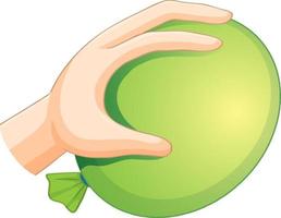 en hand som håller grön ballong isolerad på vit bakgrund vektor