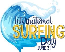 internationella surfdagens teckensnitt med isolerad vattenvågbanner vektor