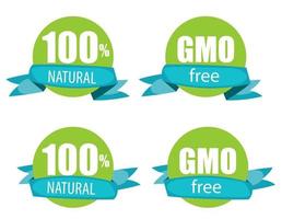 GMO gratis och 100 naturliga etikettuppsättning vektorillustration vektor