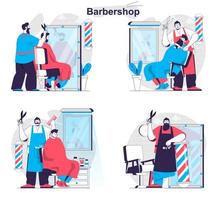 barbershop koncept ställa människor isolerade scener i platt design vektor