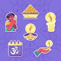 Stickerpack zum Diwali-Tag feiern vektor