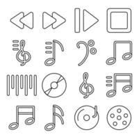 paket med musikutrustning linjära ikoner vektor