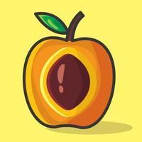 Aprikosenfruchtscheibenillustration im flachen Stil vektor