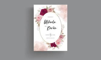 elegante Hochzeitseinladungskarte mit wunderschönen kastanienbraunen Rosen vektor