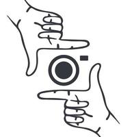 hand doodle kamera ikon platt stil vektor