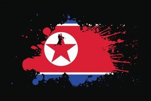 Nordkoreas flagga med grungeeffektdesign vektor