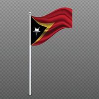 Osttimor wehende Flagge auf Metallpfosten. vektor