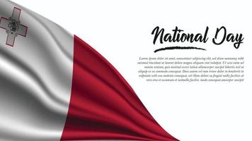 nationaldag banner med malta flagga bakgrund vektor