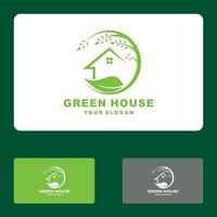 hemblad, grönt hus, eco house logo set vektor ikon illustration