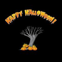 Happy Halloween-Logo mit gruseligem Baum vektor