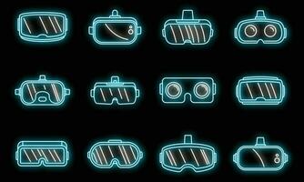 video spel glasögon ikoner uppsättning vektor neon