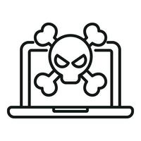 Achtung Laptop Virus Symbol Gliederung Vektor. Digital Desktop vektor