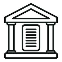 Bank Gebäude Symbol Gliederung Vektor. Wirtschaft Darlehen Bewertung vektor