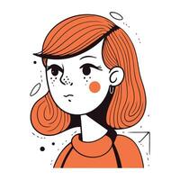 vektor illustration av en flicka med röd hår i en platt stil.