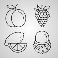 einfacher Icon-Set von fruchtbezogenen Liniensymbolen vektor