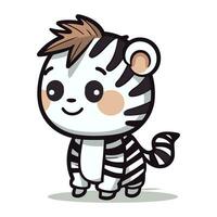 süß Zebra süß Tier Karikatur Charakter Vektor Illustration