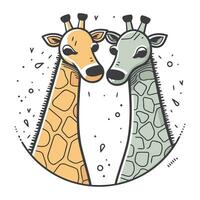 vektor illustration av två giraffer. hand dragen klotter stil.