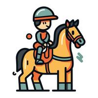 Jockey auf Pferd. Pferdesport Sport. Vektor Illustration.