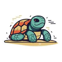 söt tecknad serie sköldpadda isolerat på en vit bakgrund. vektor illustration.