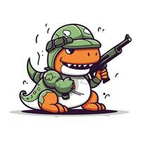 tecknad serie krokodil med en pistol. söt vektor illustration.