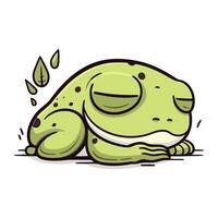 Frosch Schlafen auf das Boden. Vektor Illustration von ein Karikatur Frosch.