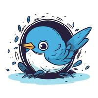 Vektor Illustration von ein süß Karikatur Blau Vogel auf ein Weiß Hintergrund.