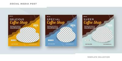 Sozial Medien Post zum Kaffee Geschäft Verkauf Banner oder Platz Flyer Vorlage Profi Vektor