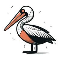 Vektor Illustration von ein Pelikan auf ein Weiß Hintergrund. Karikatur Stil.