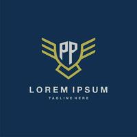 pp Initiale Monogramm Logo zum kreativ Adler Linie Bild Vektor Design