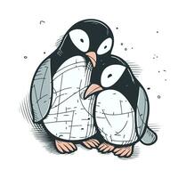 pingvin isolerat på vit bakgrund. hand dragen vektor illustration.