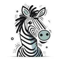 zebra hand dragen vektor illustration. zebra huvud isolerat på vit bakgrund.