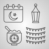 Ramadan und Eid Icon Collection weißer Farbhintergrund vektor